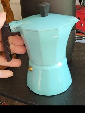 Turquoise Stovetop Espresso Maker - Unbranded,  As Is